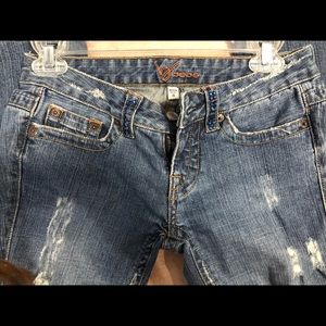 Womens Bebe Bootcut Blue Low Rise Jeans